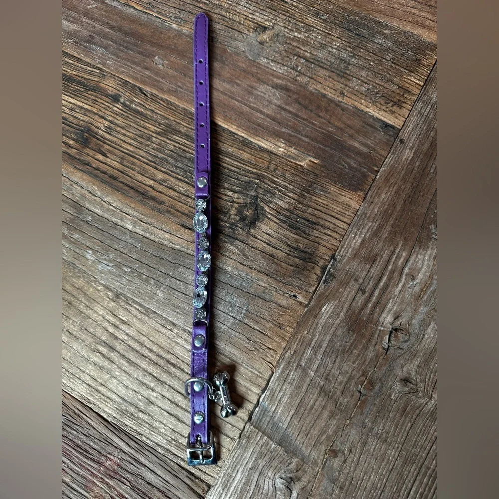 Purple Rhinestone Dog Collar